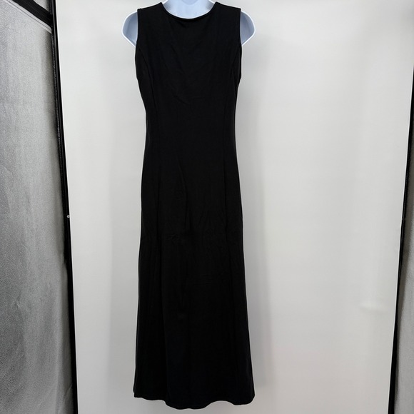 Spiegel Black Maxi Dress Sz 6 Button Front Sleeveless Y2K Goth Classic Preppy - Picture 3 of 8